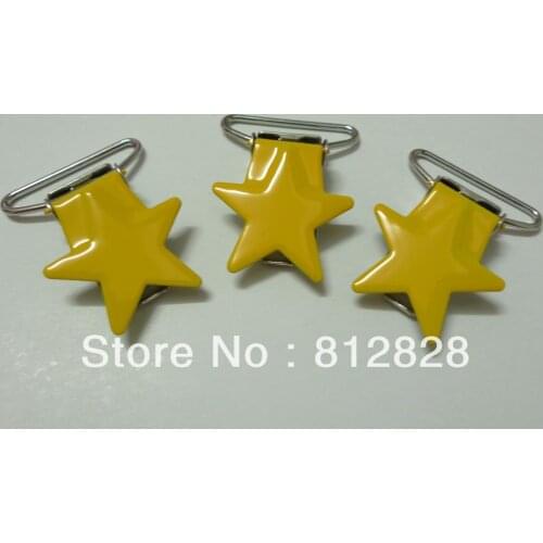 25pcs 1'' 25mm #MD3 Yellow Color Enamel Star Suspender Clips