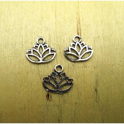 30pcs--16x14mm Lotus Flower Charms Lotus Flower Charm pendants DIY necklace/ bracelets charms antique silver tone
