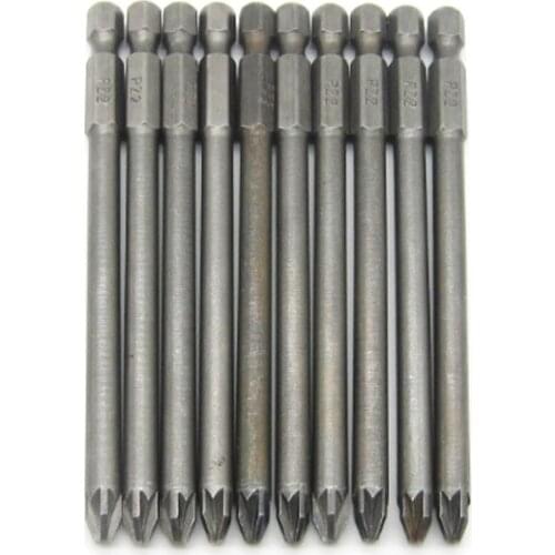 5Pcs/10Pcs 1/4" 6.35mm PZ2 Pozi Screwdriver Bit 100 Length Magnetic Electric Screwdriver Power Tools
