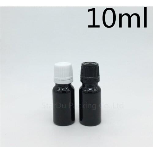 600pcs 10ML Black Bottle , 10cc Vials Essential Oil Bottle with tamper evident cap Perfume glass bottles