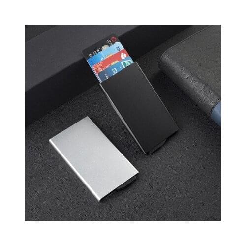 Aluminum man Wallet With Elasticity Back Pouch ID Credit Card Holder Woman Mini Wallet Automatic Pop up Bank Card Case sale