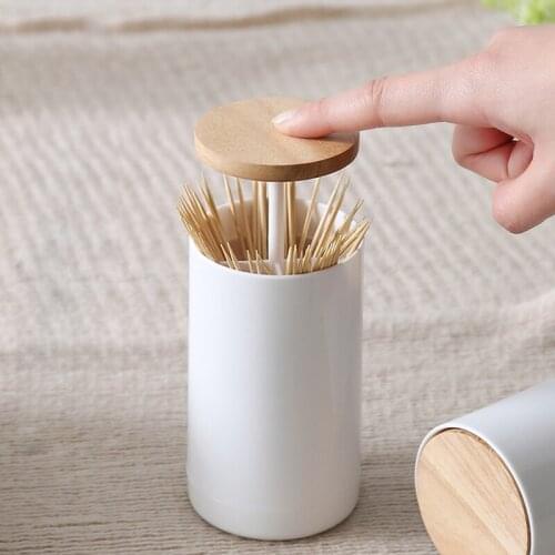 Automatic Pop-up Cotton Bud Swabs Toothpick Holder Dispenser Case Portable Storage Organizer Box Nordic Home Hotel Decoration