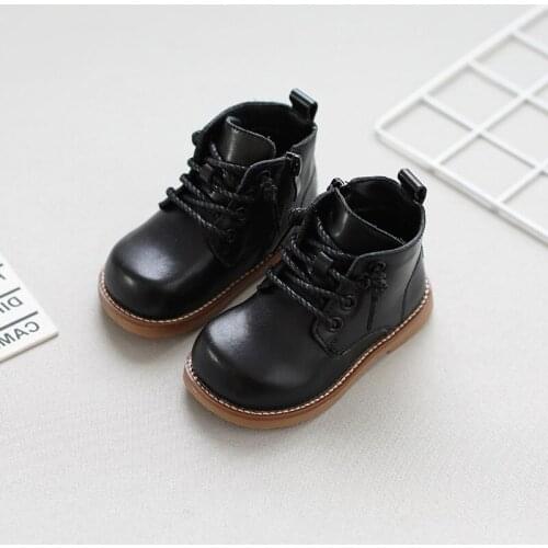 Girls White Boots Boy Martin Boots 2021 New Students Single Antiskid Flat Boots Baby Children Color Short Boat