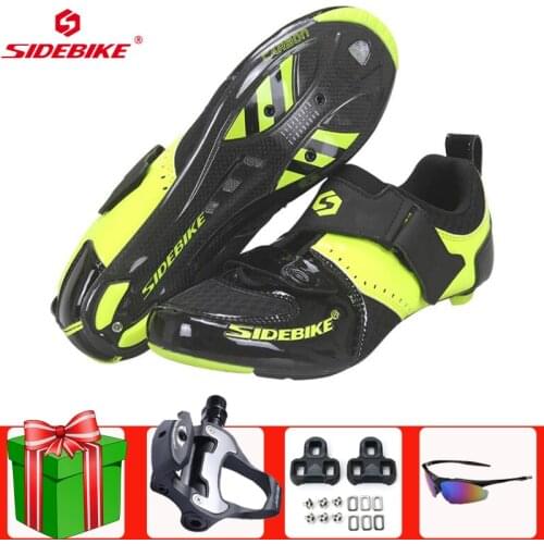 SIDEBIKE Road Cycling Shoes Carbon Fiber Sapatilha Ciclismo Bike Triathlon Ultra Light 420 G/Pair Self-Locking Bicycle Sneakers