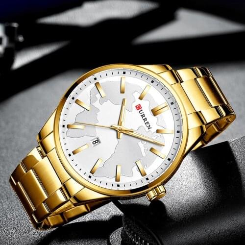 CURREN 2019 New Fashion Mens Watches with Stainless Steel Top Brand Luxury Sports Quartz Watch Men Relogio Masculino