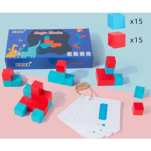 Wood Building Blocks Cube Toys Spatial Thinking Colorful Childrens Educational Space Thinking Creative Intelligence Development