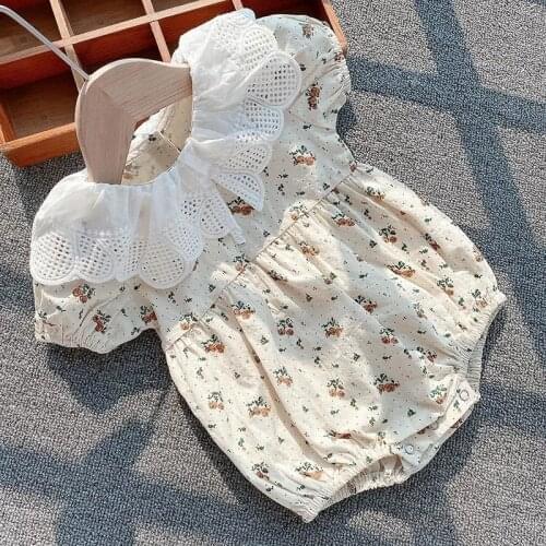 Baby Girl Boy Lightweight Romper Short Sleeve Floral Cotton Infant Kids Jumpsuit Playsuit Summer Lace Rompers Simplicity Clothes