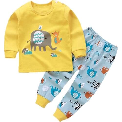 Pure Cotton Boys Home Clothing Set Spring Autumn Cartoon Suit For Kids Toddler Comfortable Children Pajamas Outfits