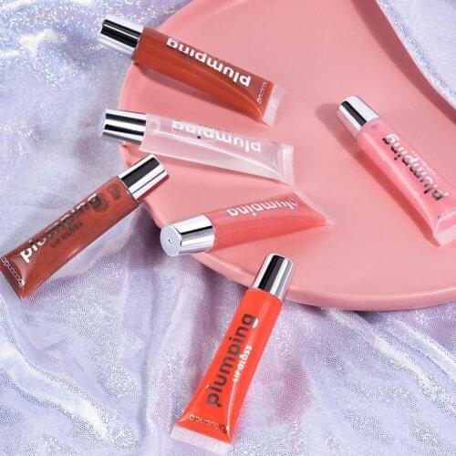 10ml High Saturation Lip Glaze Non-Stick Natural Extract Transparent Tube Jelly Glitter Sexy Lip Gloss for Female Lipstick Lip