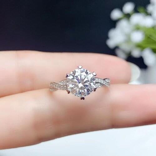 Crackling moissanite gemstone ring for women jewelry engagement ring for wedding 925 sterling silver ring birthday New Year gift