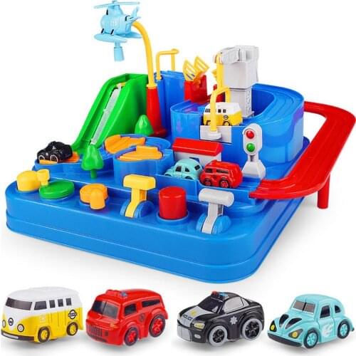 Manual Car Adventure Track Toys Railway Car Rush Through Customs Vehicle Rail Car Toys For Children House Play Game