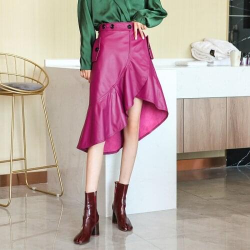 Real Sheepskin Leather Skirts for Women Summer 2021 Fashion Female Mermaid Skirt Elegant Woman Cloth Jupe Femme Zjt2530