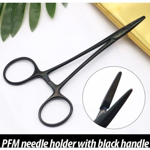 Cosmetic plastic surgery instrument 12.5cm stainless steel porcelain black handle needle holder needle holder double eyelid tool