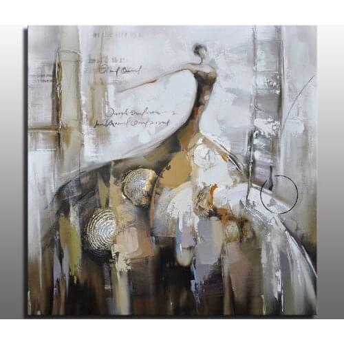 Beautiful Modern Woman Figure Oil Painting Canvas Wall Art For Living Room Decoration Abstract Women in Big Dress Painting