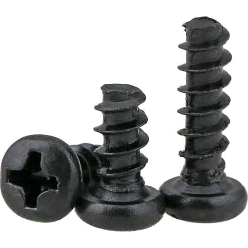 Cross Round Head Flat Tail Self-tapping Screw Black M1.4-4