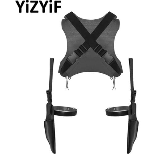 Men harness belt cosplay Faux Leather Dual Sword Carrying Back Scabbard Holder Harness Back Belt/Pistol Holster Cosplay Costumes