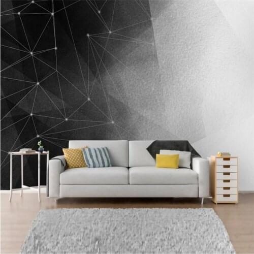 Custom Mural Wallpaper Modern Minimalist Black And White Abstract Geometric Line Sofa Background Wall Painting