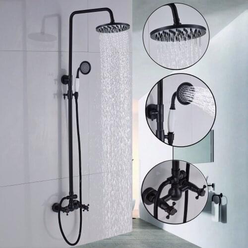 Wall Mounted Shower Faucet Oil Rubbed Bronze Bathroom Rainfall Shower System Set Faucet With Handheld Sprayer ZD210
