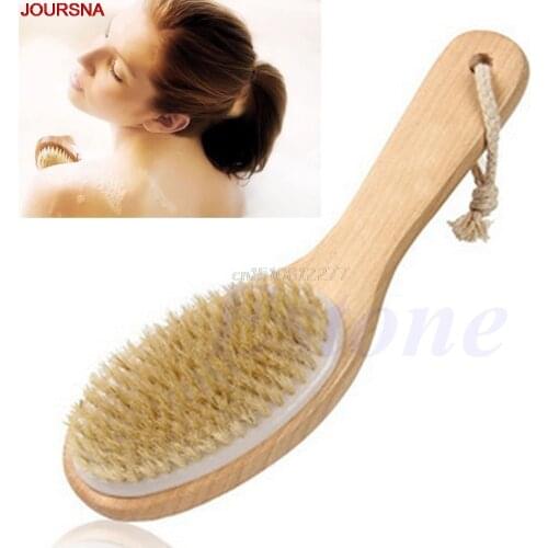 Full Body Natural Bristle Dry Skin Exfoliation Brush Detox Fight Cellulite Tool #H0VH