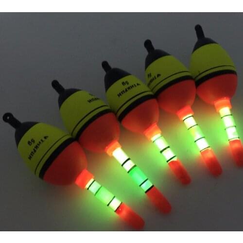 Night Glow Fishing Float 5pcs 5g EVA float+10pcs Glow Light Luminous stick Fishing Floats Lighting Floats Tube
