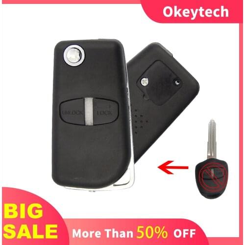 OkeyTech 1/5PCS Modified Flip Remote Control Car Key Shell for Mitsubishi New ASX GRANDIS Outlander LANCER-EX 2ButtonLeft Blade
