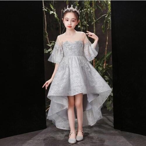 Girl Dresses for Weddings Gray Lace Pageant Dresses Prom Dress up for the Holy Communion Dresses First Communion Evening Frocks