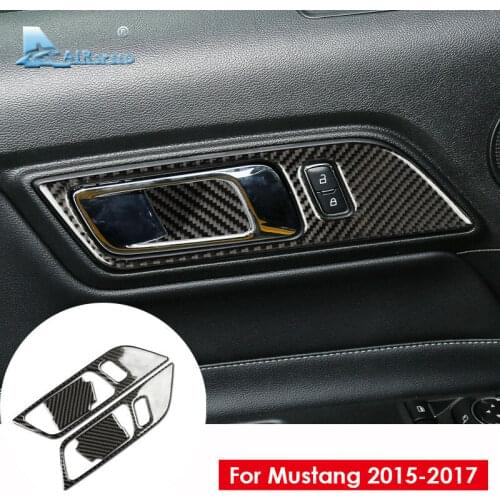 Fit For Ford Mustang 2015 2016 2017 Carbon Fiber Interior Door Handle Cover Trim Sticker