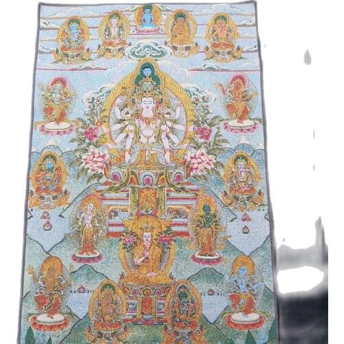 Popular Thangka embroidery religious Tibetan portrait Nepalese Buddhist Church brocade painting silk decoration embroidery
