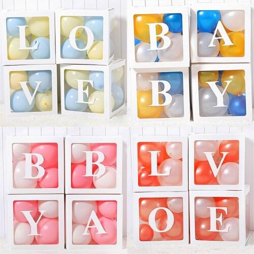 Transparent Name Box Wedding Balloon 1st Birthday Party Decoration Kids Birthday Balloons Latex Macaron Balloon Baby Shower