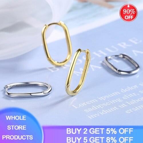 YANHUI Prevent Allergy 925 Sterling Silver Earrings Charm Women Trendy Jewelry Vintage Simple O Shaped Party Accessories Gifts