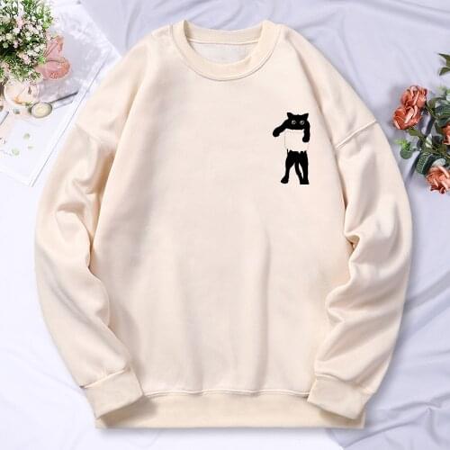 Mens Sweatshirts Cat In Pocket Pattern Mens Pullover 2021 Spring Hip Hop Tracksuit Homme Casual Funny Cat Mens Fashion Outwear