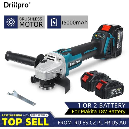 125MM Brushless Electric Angle Grinder Cutting Machine 1 or 2 Lithium-Ion Battery DIY Woodworking Power Tool For Makita Battery