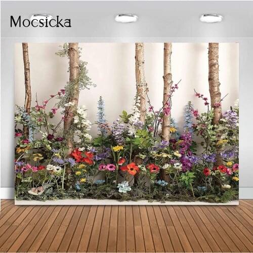 Wild Flowers Newborn Kids Cake Smash Portrait Photography Backdrop Girl Floral Background for Photo Studio Photocall Vinyl Props