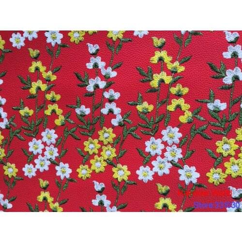 High Quality flower pattern Faux PU Leather fabric for DIY sewing sofa table shoes bags bed material(1 yard)