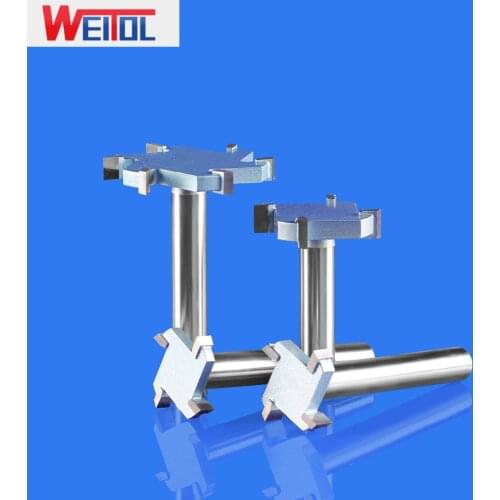 Weitol 1pcs 1/2 inch 4T/6T lengthen woodworking router bit tungsten carbide lengthen T slotting bit CNC milling cutter for wood