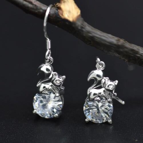 SALE Drop Earrings for Women Squirrel Crystals Stone Clear Zircon Crystal Fashion Jewelry for Lady Animal Accessories Female