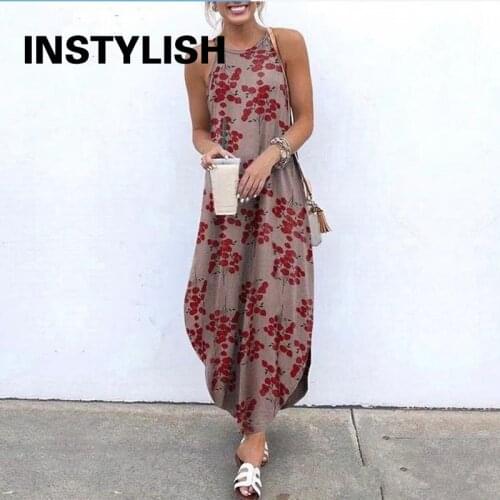 Women Summer Casual Sleeveless Halter Neck Long Dress Oversize Solid Irregular Maxi Dress Retro Loose Beach Sundress Robe