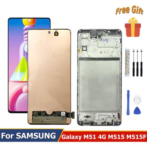 6.7''For Samsung Galaxy M51 LCD Display Touch Screen Assembly Digitizer Replacement M515 M515F M515F/DSN With frame Repair Tools
