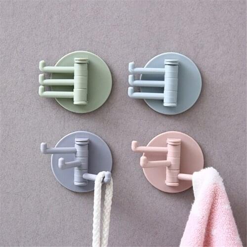 1pcs Rotatable Seamless Adhesive Hook Strong Bearing Stick Hook Kitchen Wall Hanger Bathroom Kitchen supplies Hooks