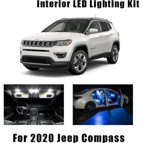 12pcs Super White Canbus Car Interior LED Light Kit Package For 2020 Jeep Compass Map Dome Trunk Vanity Mirror Light