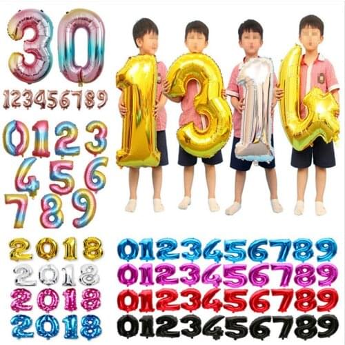 16 32 Inch Large Number Balloons Foil Wedding Decoration Happy Birthday Party Decorations Kids Balloon Helium Inflator Balloon