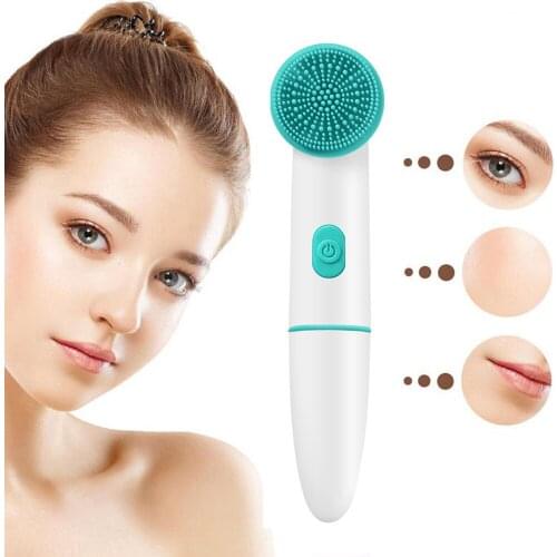 2 in 1 Multifunction Silicone Face Wash Instrument Pore Cleaning Skin Care Waterproof Electric Portable Facial Cleanser Brush