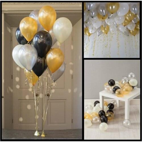 20pcs 12 Inch Gold Silver Latex Balloon Helium Round Balloons Thick Pearl Gold Silver Wedding Balloons Party Wedding Decoration