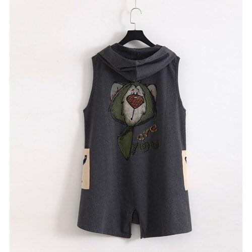 2019 Large Size Womens Vest Spring New Korean Cersion Loose Long Section Hooded Solid Color Casual Outside Ladies Casual Vests