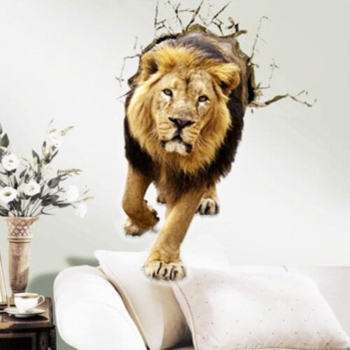 3D Lion Bear Creative Wall Stickers Artificial Crocodile Horse Monster Decorative Painting DIY Wallpaper Floor Paintings Leopard