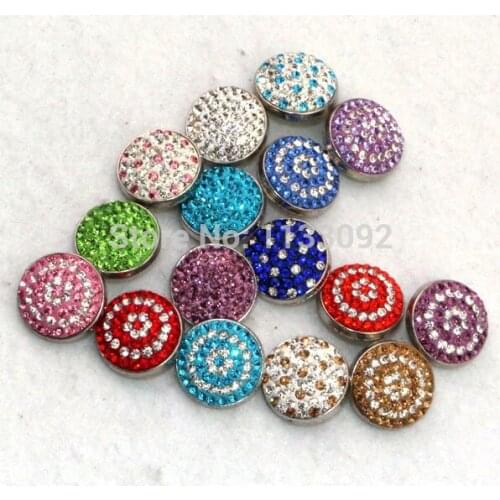 50pcs/lot Rhinestone Polymer Clay Diy Snap Buttons For 20mm Snap Button Jewelery 16COLORS to choose