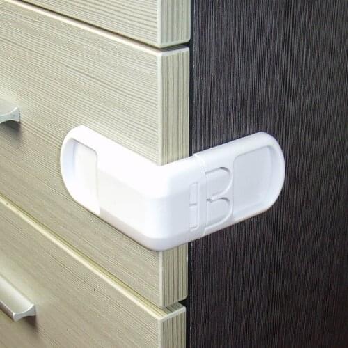 50pcs Plastic Baby lock Safety Protect Cabinets Boxes Lock Drawer Door Security Product Right angle lock 90 degree lock