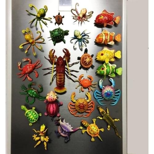 BABELEMI 1pcs cute Maldives Sea Animals Fridge Magnets Lobster Crab Clownfish Tortoise Refrigerator Sticker Travel Souvenirs