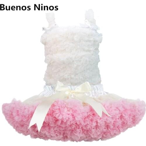 White chiffon tank top & pink skirt set,Ball gown ruffly skirt, Girls pettiskirt Tutu set Free shipping