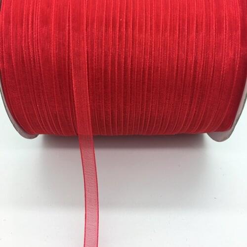 Free Shipping 10yds/lot 1/4" 6mm Red Organza Ribbon Bow Hair Wedding Decoration Lace Crafts